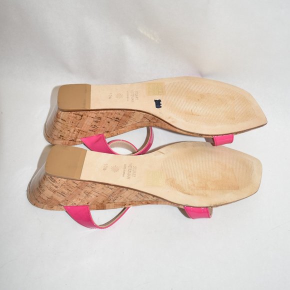 $450 Stuart Weitzman Aleena Wedge Slide Patent Cork mules magenta 10.5 (TC7) - Picture 6 of 7